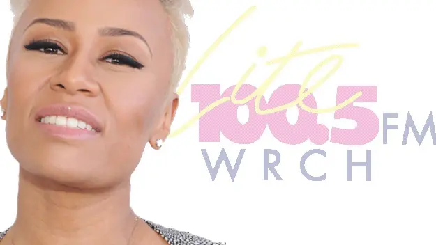 Artist feature graphic pairing a singer's portrait with the Lite 100.5 FM WRCH logo
