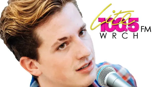 Artist feature graphic pairing a young singer at a microphone with the Lite 100.5 FM WRCH logo
